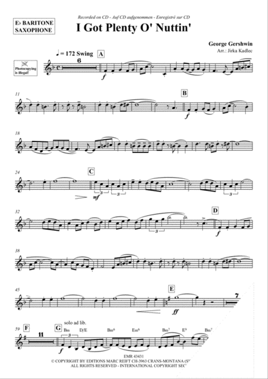 I Got Plenty O' Nuttin' Baritone Saxophone scores gallery preview page 3