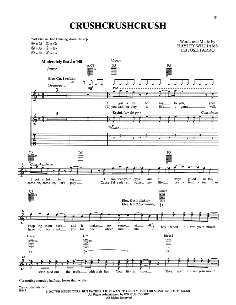 CrushCrushCrush Acoustic Guitar scores gallery preview page 1