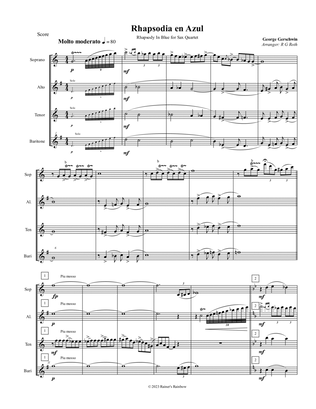 Book cover for Rhapsody in Blue for Sax Quartet SATB