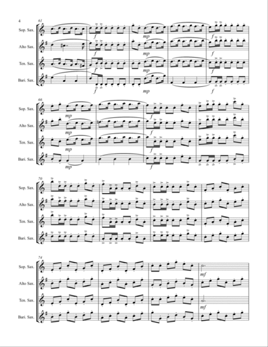 Handel – Music for the Royal Fireworks (for Saxophone Quartet SATB) Saxophone Quartet scores gallery preview page 5