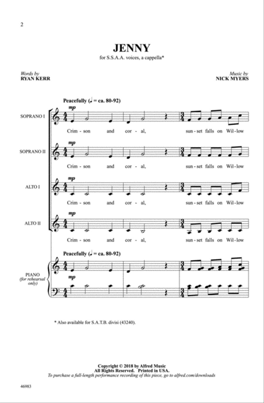 Jenny Choir scores gallery preview page 1