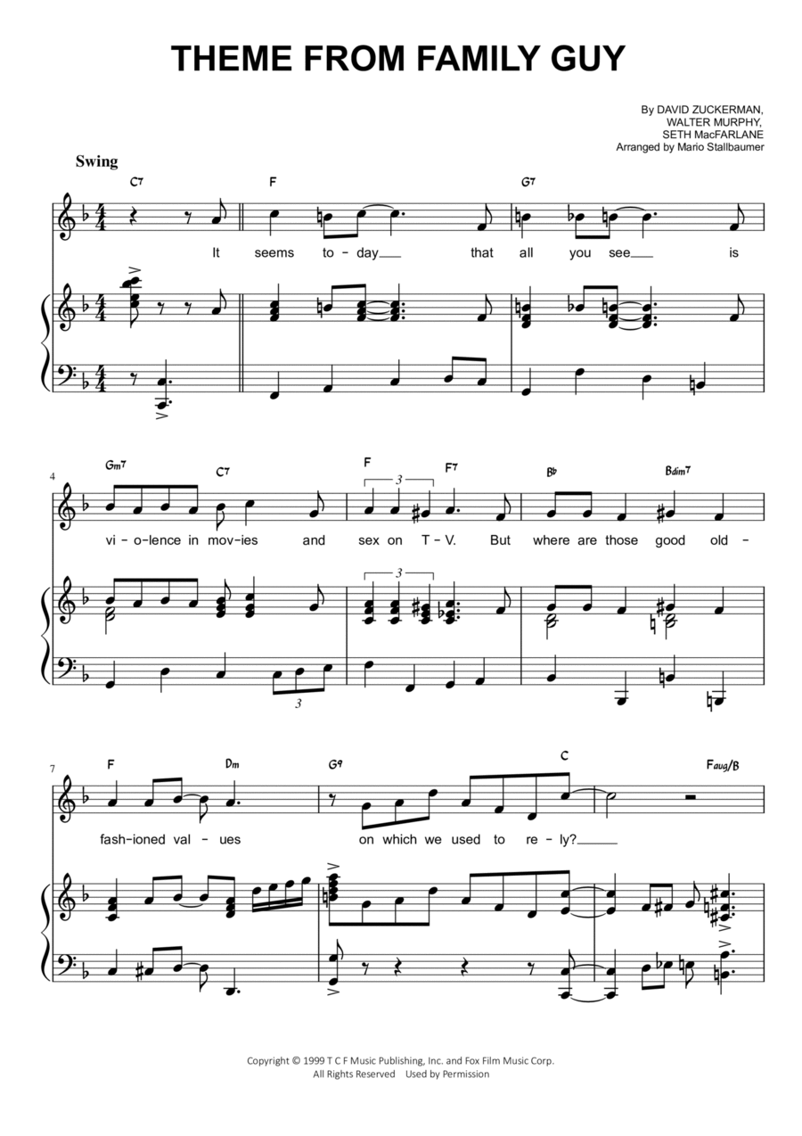 Theme From Family Guy Voice scores gallery preview page 1
