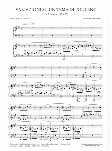 Variazioni su un tema di Poulenc for 2 Pianos (1975-76)