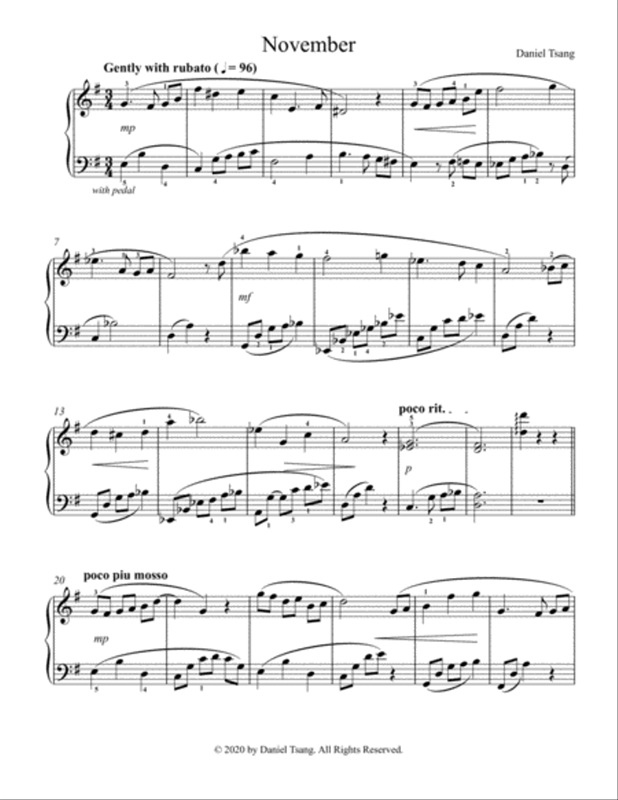 November Piano Solo scores gallery preview page 1