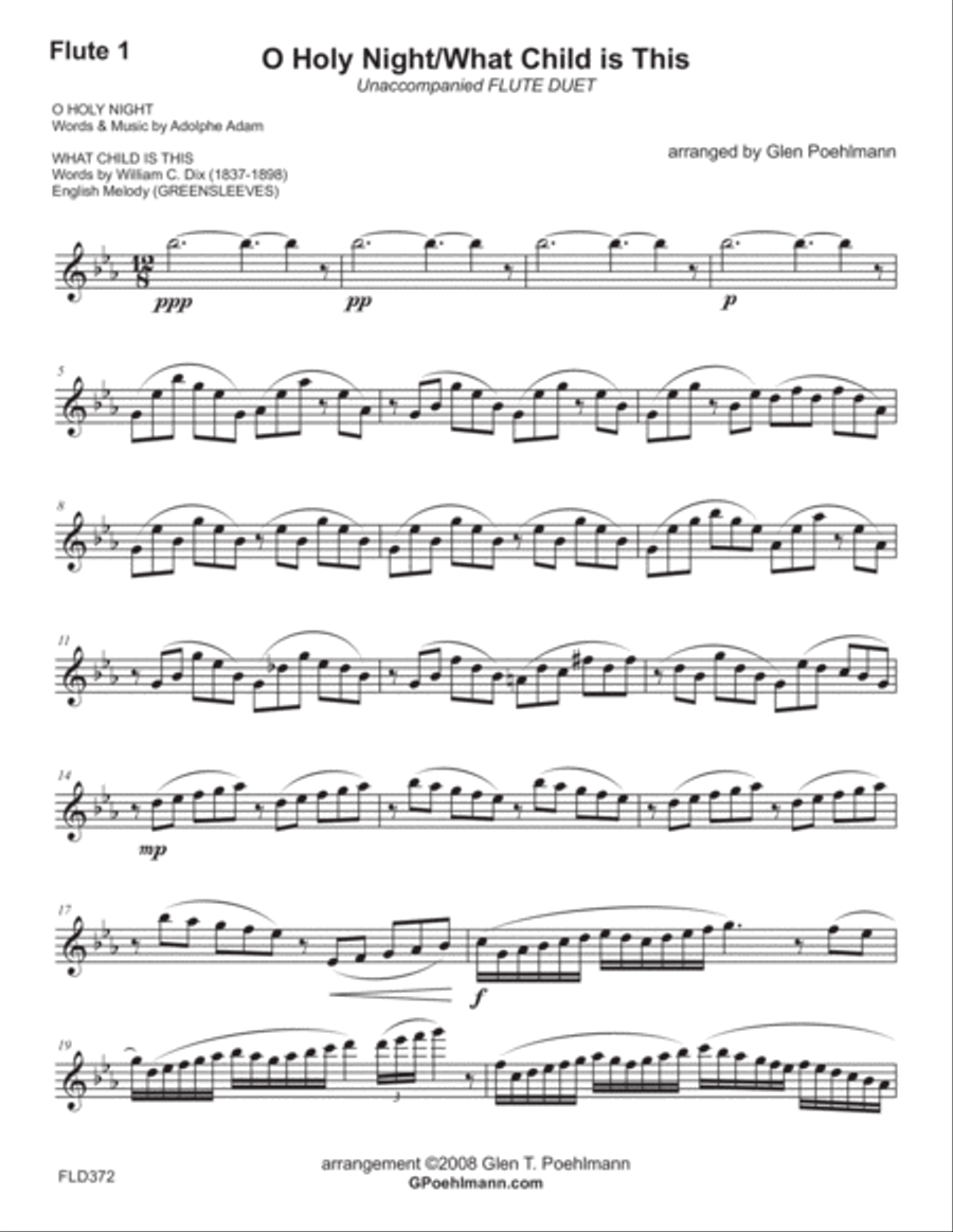 O HOLY NIGHT with WHAT CHILD IS THIS? - FLUTE DUET (unaccompanied) - Grade 4/2+ Flute Duet scores gallery preview page 5