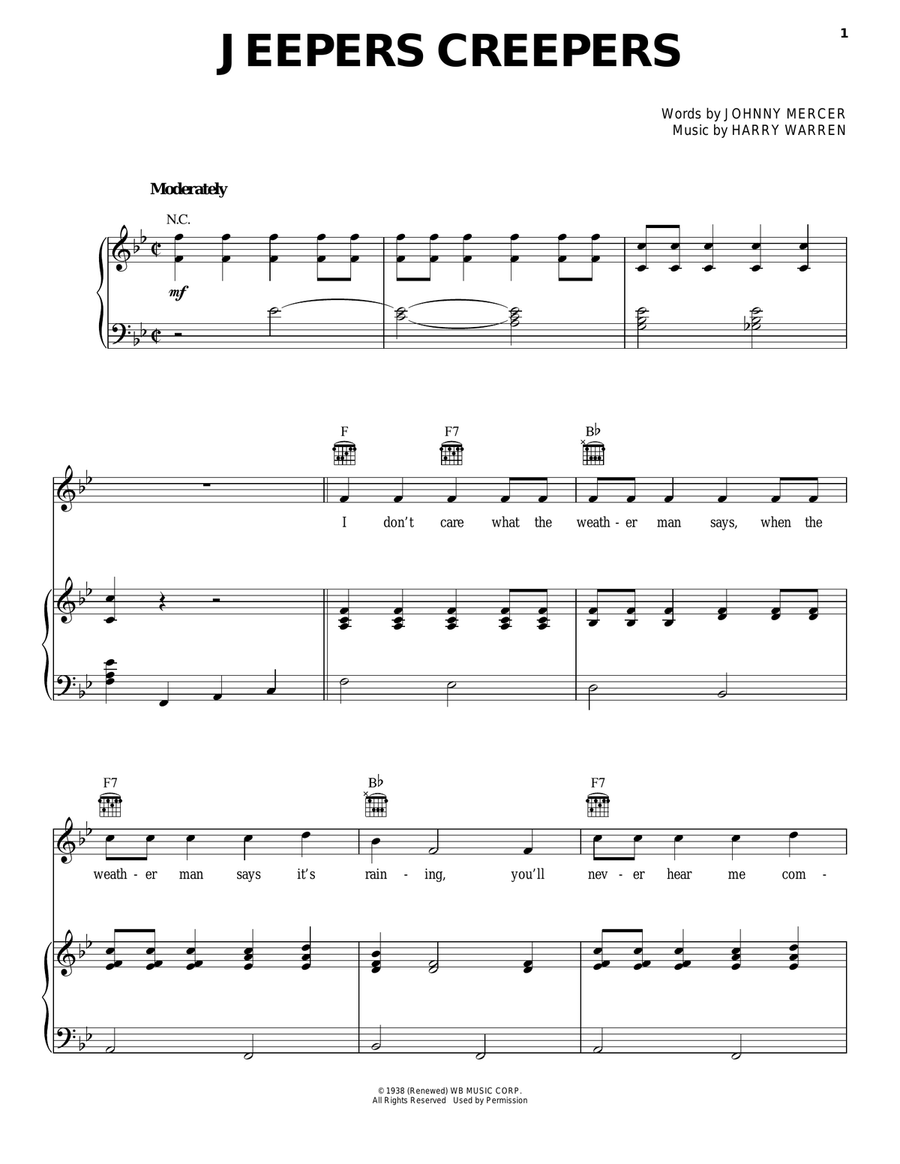 Jeepers Creepers Piano, Vocal, Guitar scores gallery preview page 1