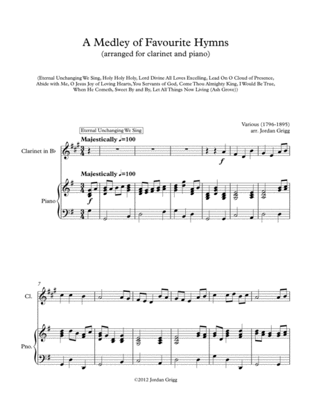 A Medley of Favourite Hymns (clarinet and piano) image number null