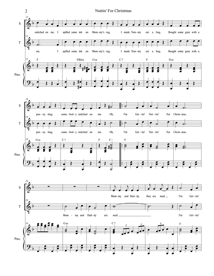 Nuttin' For Christmas Vocal Duet scores gallery preview page 2