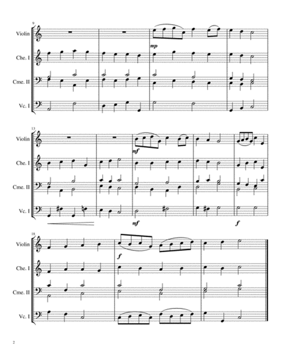 Easter Hymn Christ the Lord is Risen Today for Chimes, Violin, and Cello (Easy/Intermediate Arrangem image number null
