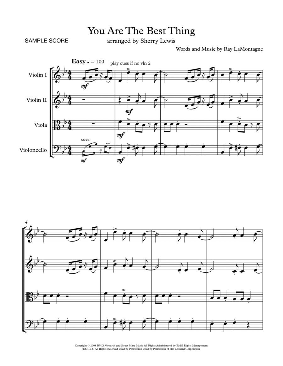 You Are The Best Thing String Quartet scores gallery preview page 1