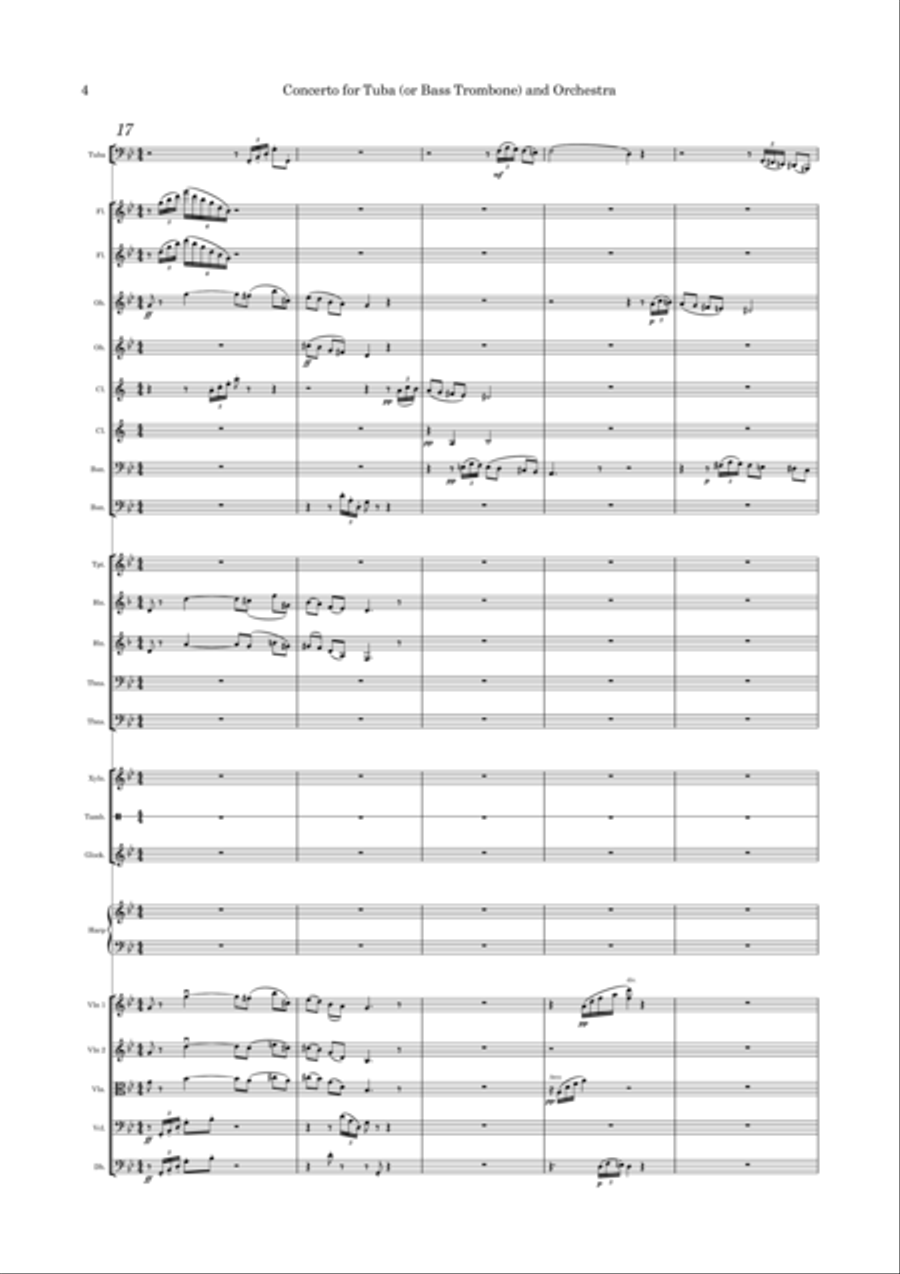 Concerto for Tuba (or bass trombone) and Orchestra Tuba scores gallery preview page 4