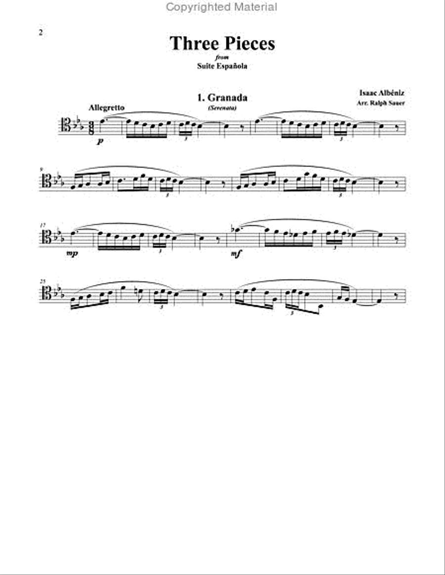 Three Pieces from Suite Espanola for Trombone & Piano Piano Accompaniment scores gallery preview page 2