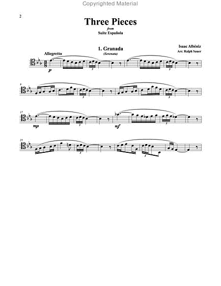 Three Pieces from Suite Espanola for Trombone & Piano image number null