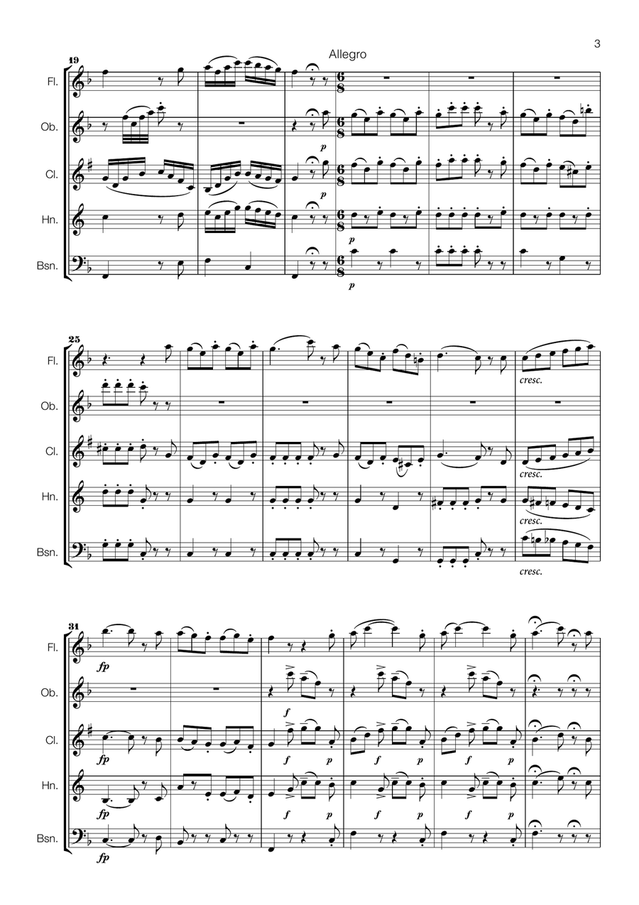 Mozart - Ein Mädchen oder Weibchen for Wind Quintet Woodwind Quintet scores gallery preview page 3