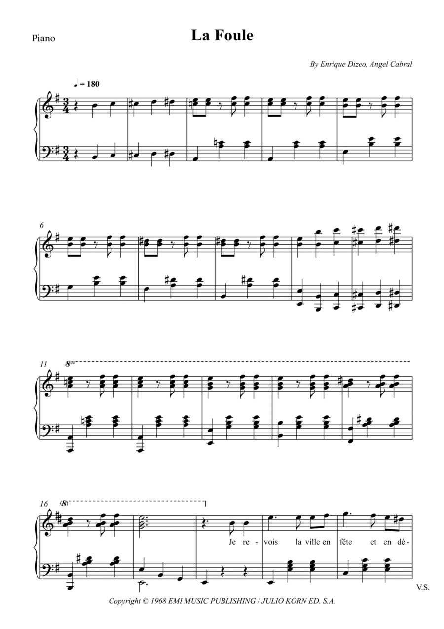 La Foule Piano Solo scores gallery preview page 1