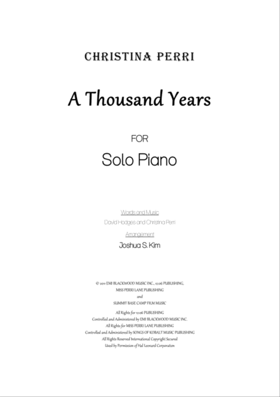 A Thousand Years Piano Solo scores gallery preview page 1