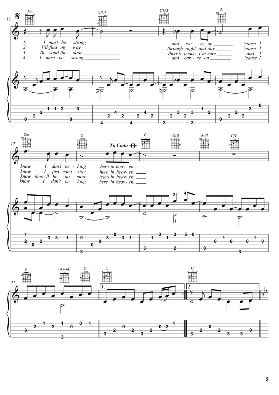 Tears In Heaven Guitar Tablature scores gallery preview page 2