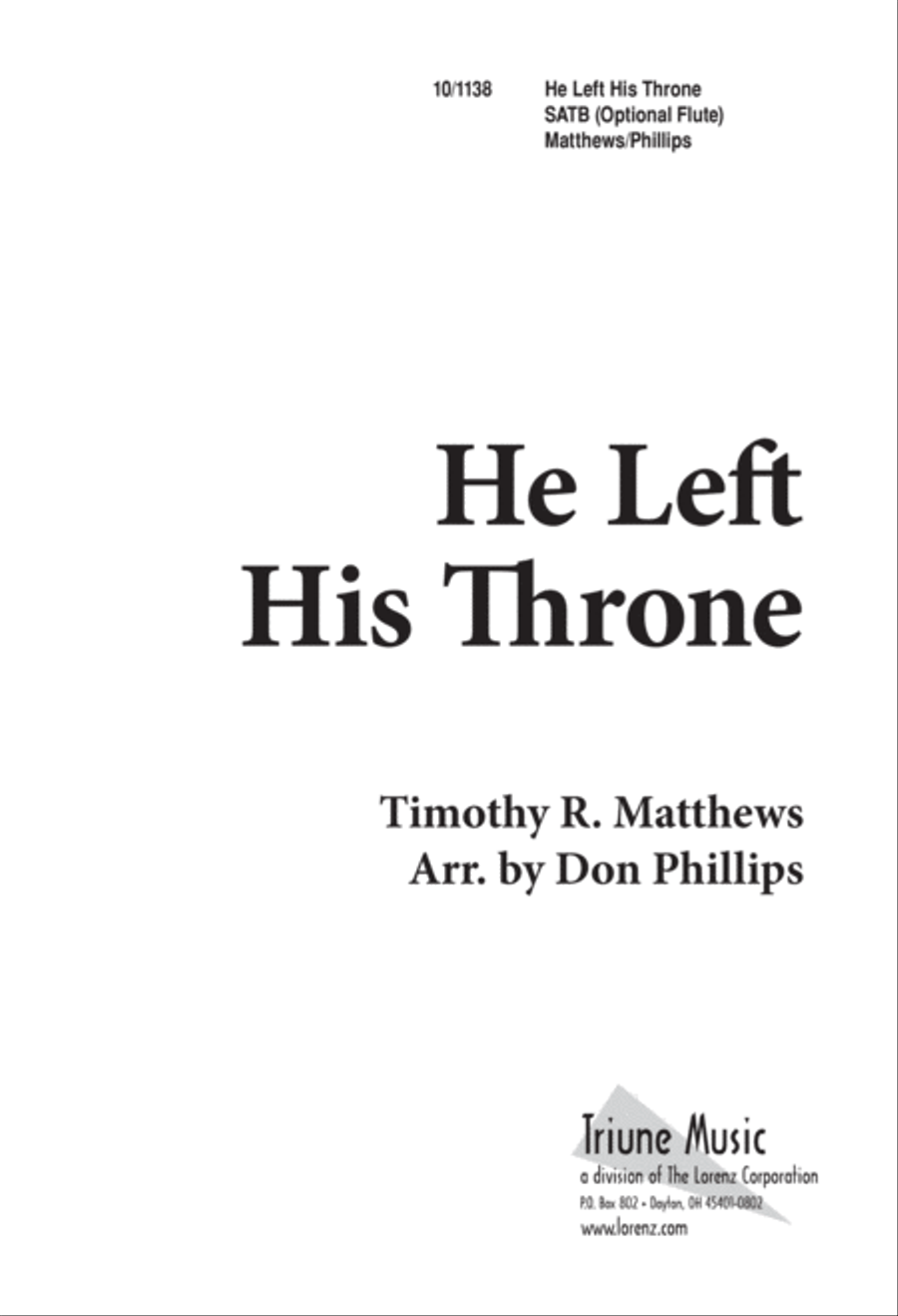 He Left His Throne 4-Part scores gallery preview page 1