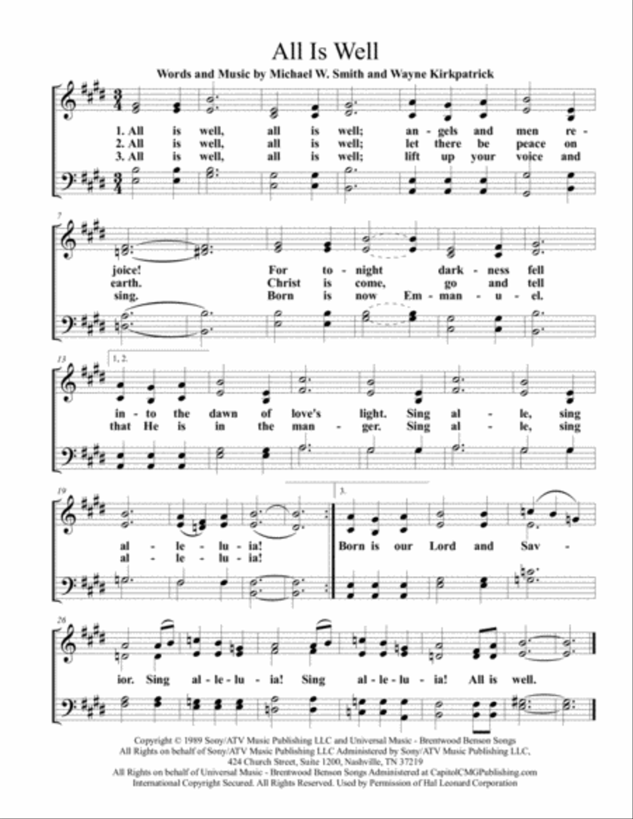 All Is Well All Is Well 4-Part scores gallery preview page 1