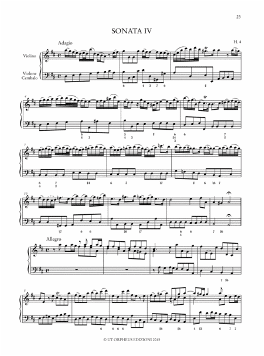 12 Sonatas for Violin and Figured Bass [Op. 1] (1716) (H. 1-12) - 12 Sonatas for Violin and Figured Bass [Op. 1] (Revised, 1739) (H. 13-24). Critical Edition Violin scores gallery preview page 5