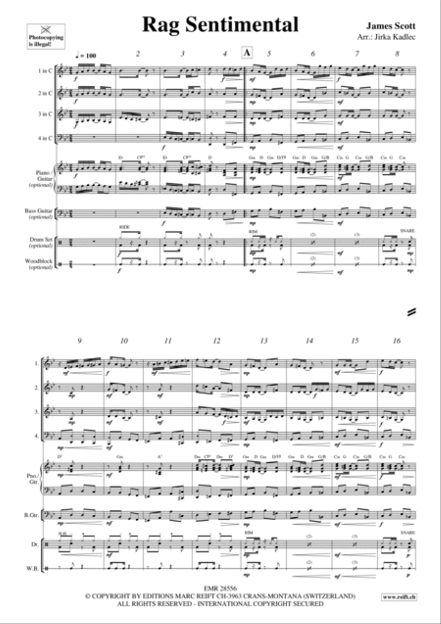 Rag Sentimental Woodwind Quartet scores gallery preview page 2