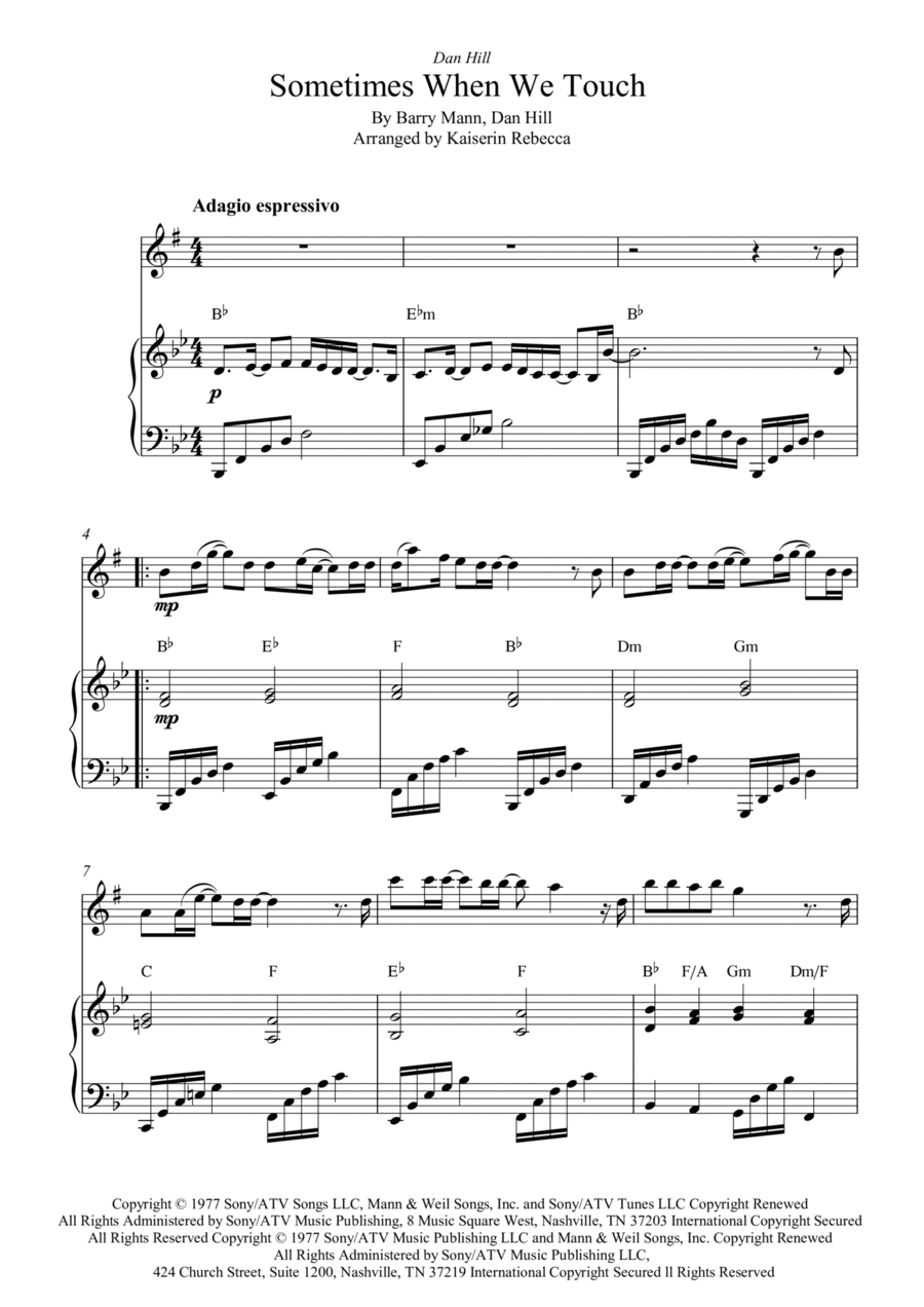Sometimes When We Touch Alto Saxophone scores gallery preview page 1