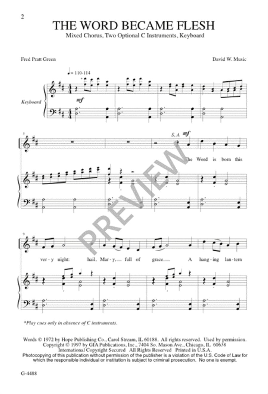 The Word Became Flesh 4-Part scores gallery preview page 1