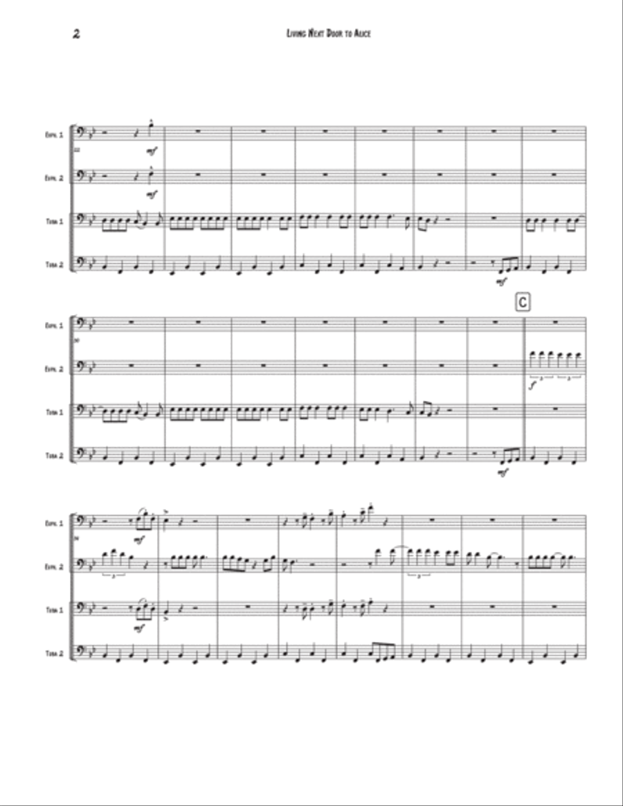 Living Next Door To Alice Brass Quartet scores gallery preview page 2