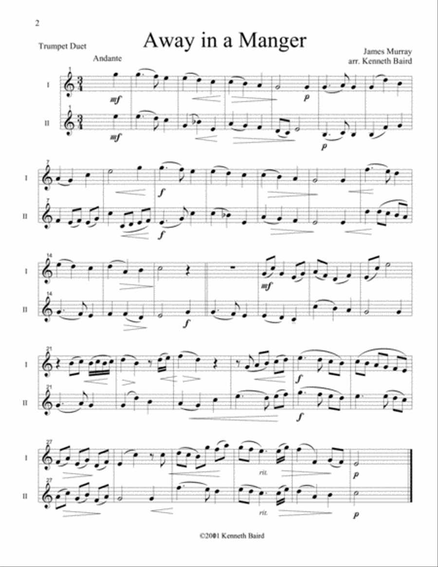12 Christmas Duets for Trumpets Trumpet Duet scores gallery preview page 3