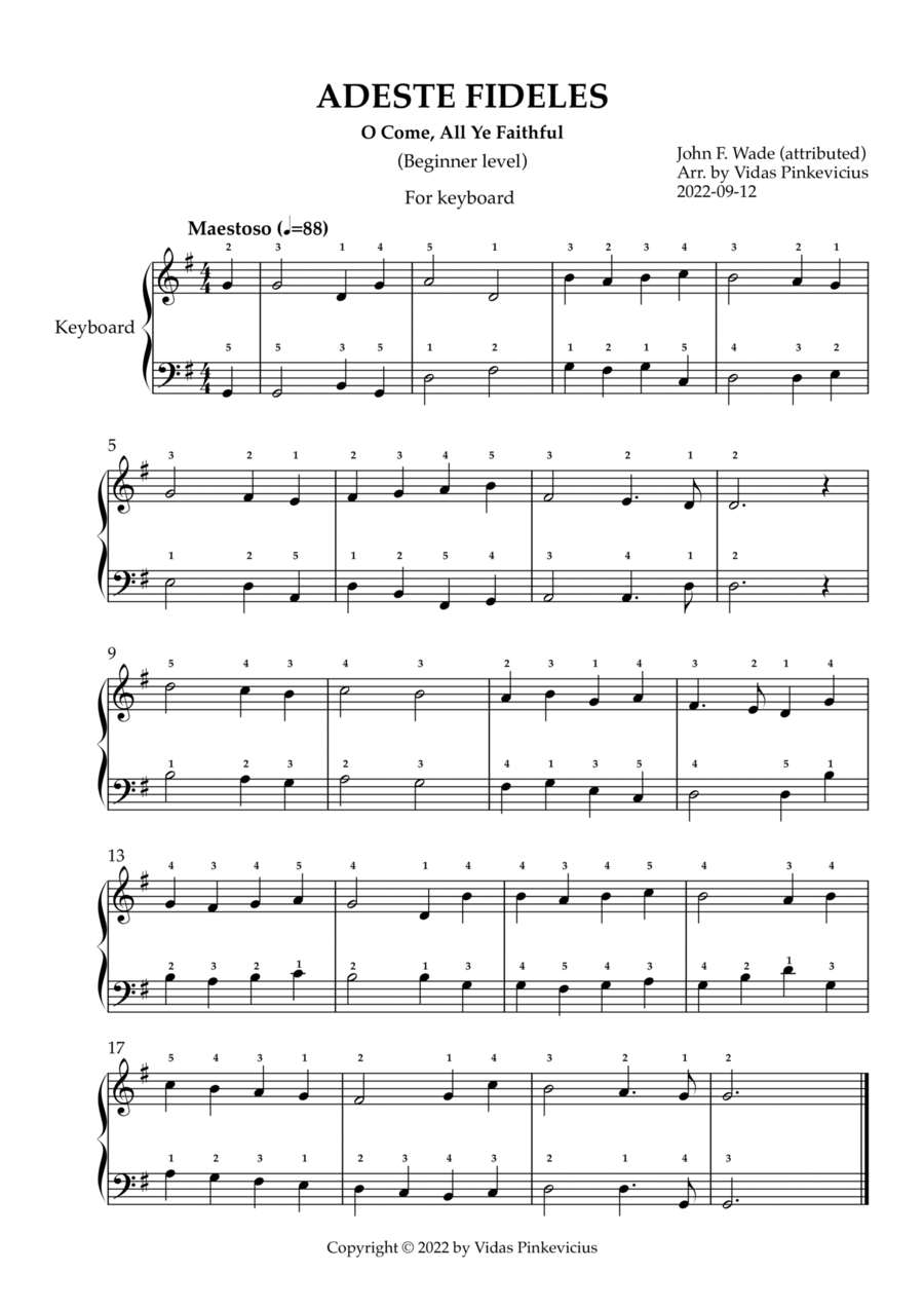 Adeste fideles (keyboard) Piano Method scores gallery preview page 1