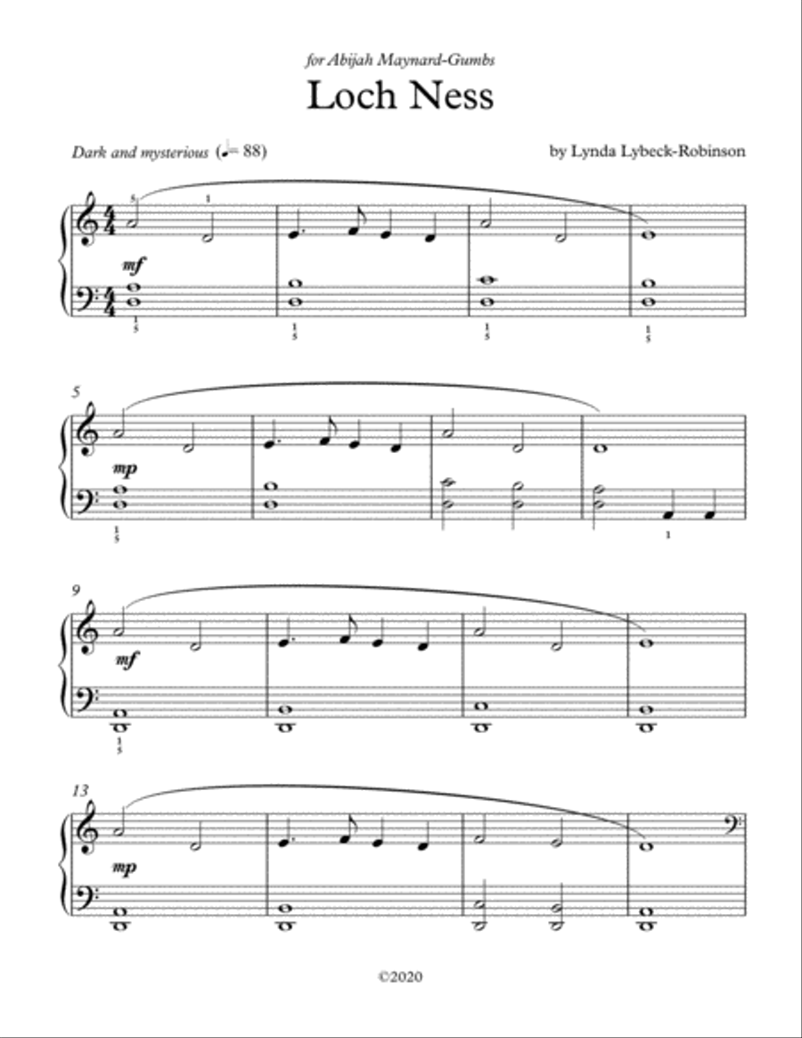 Loch Ness Easy Piano scores gallery preview page 1