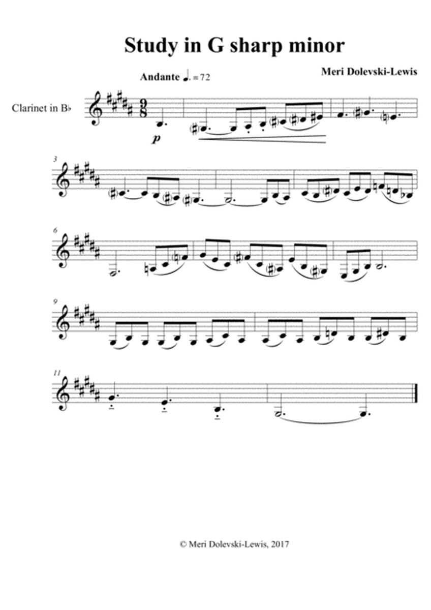 Study in G sharp minor: for clarinet alone (low register only) image number null
