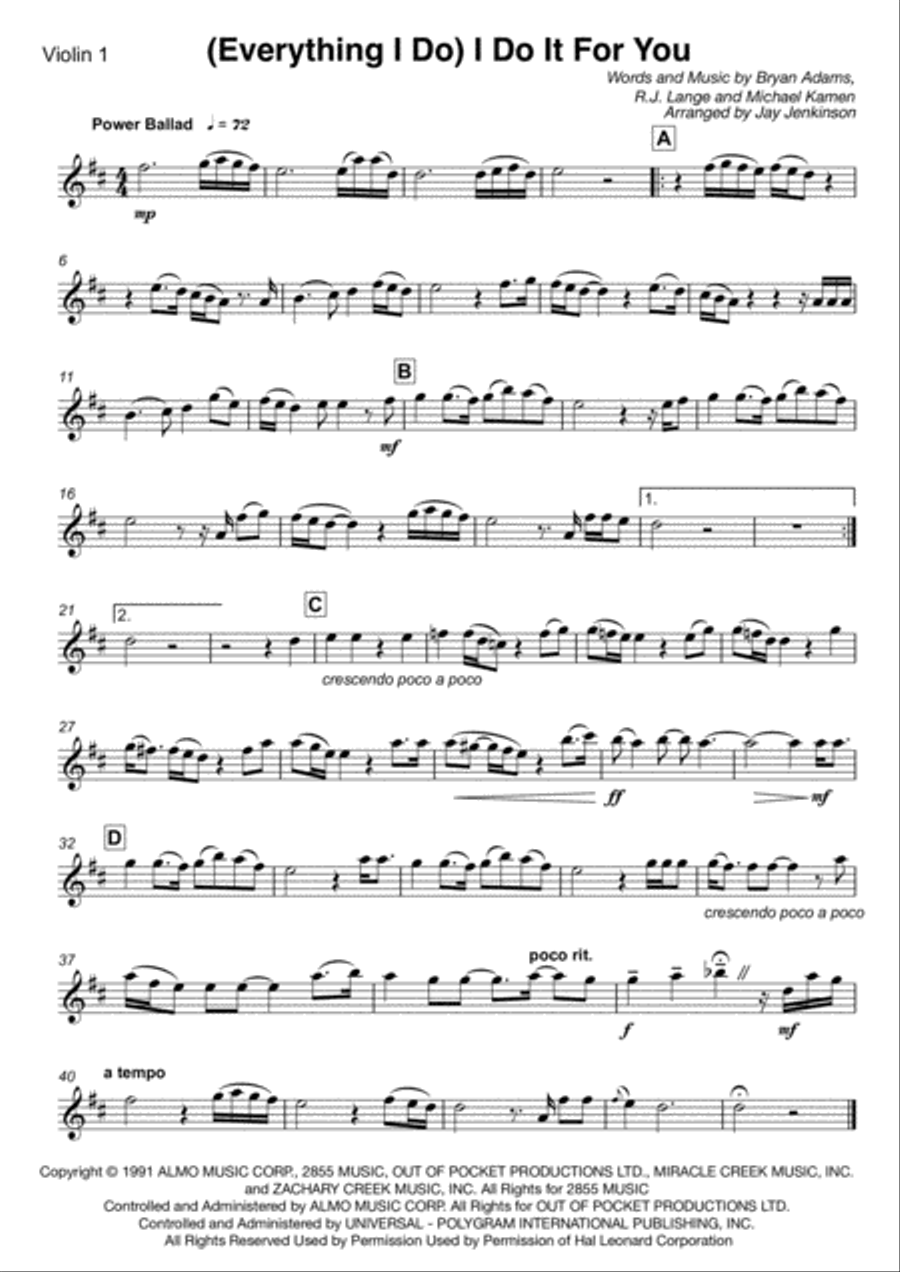 (Everything I Do) I Do It For You String Quartet scores gallery preview page 2