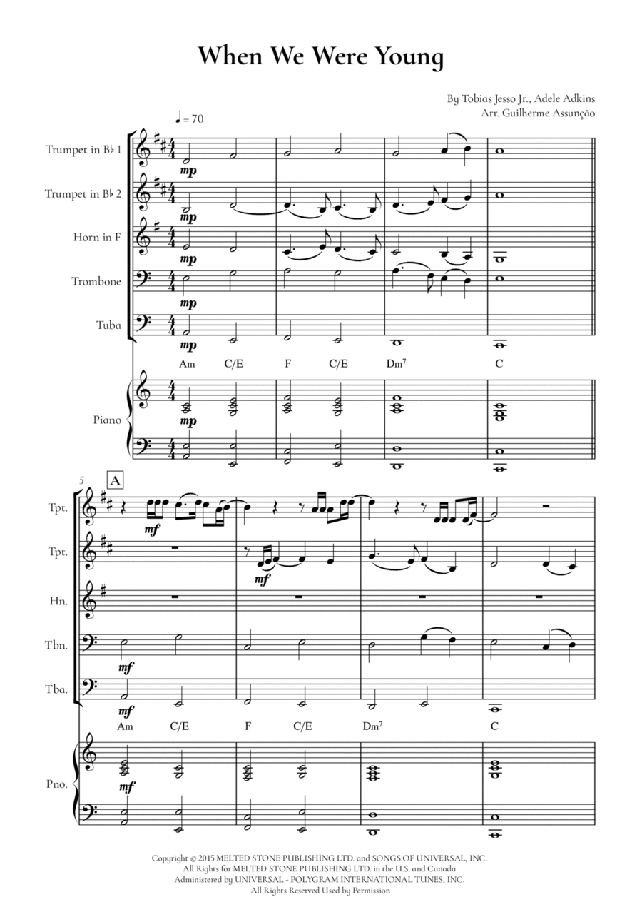 When We Were Young Horn scores gallery preview page 1
