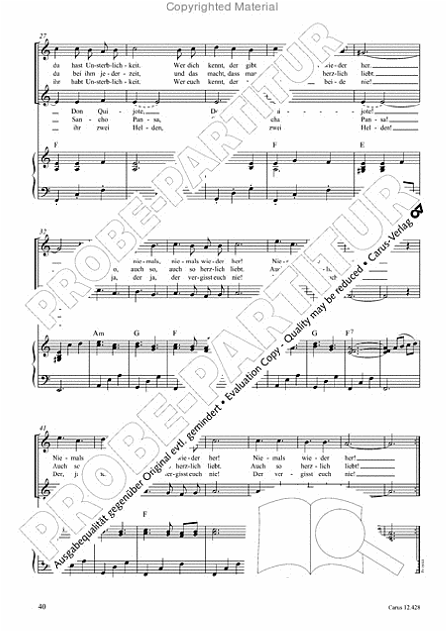 Die seltsamen Abenteuer von Don Quijote und Sancho Pansa Unison Choir scores gallery preview page 42