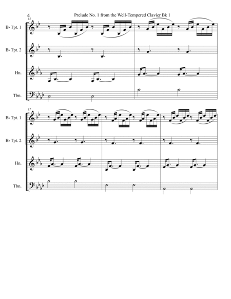 Prelude No.1 from The Well-Tempered Clavier Book 1 BWV 846 (Brass Quartet) image number null