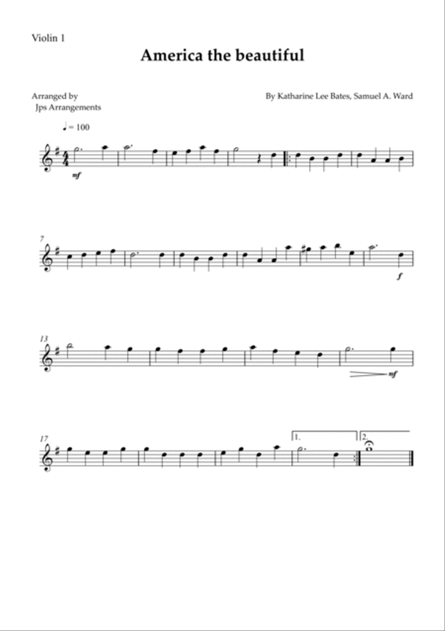 America The Beautiful - duet for Violin and Trombone Trombone scores gallery preview page 2