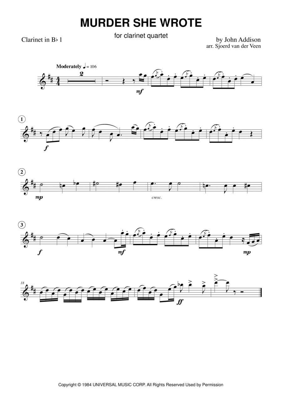 Murder, She Wrote Woodwind Ensemble scores gallery preview page 1