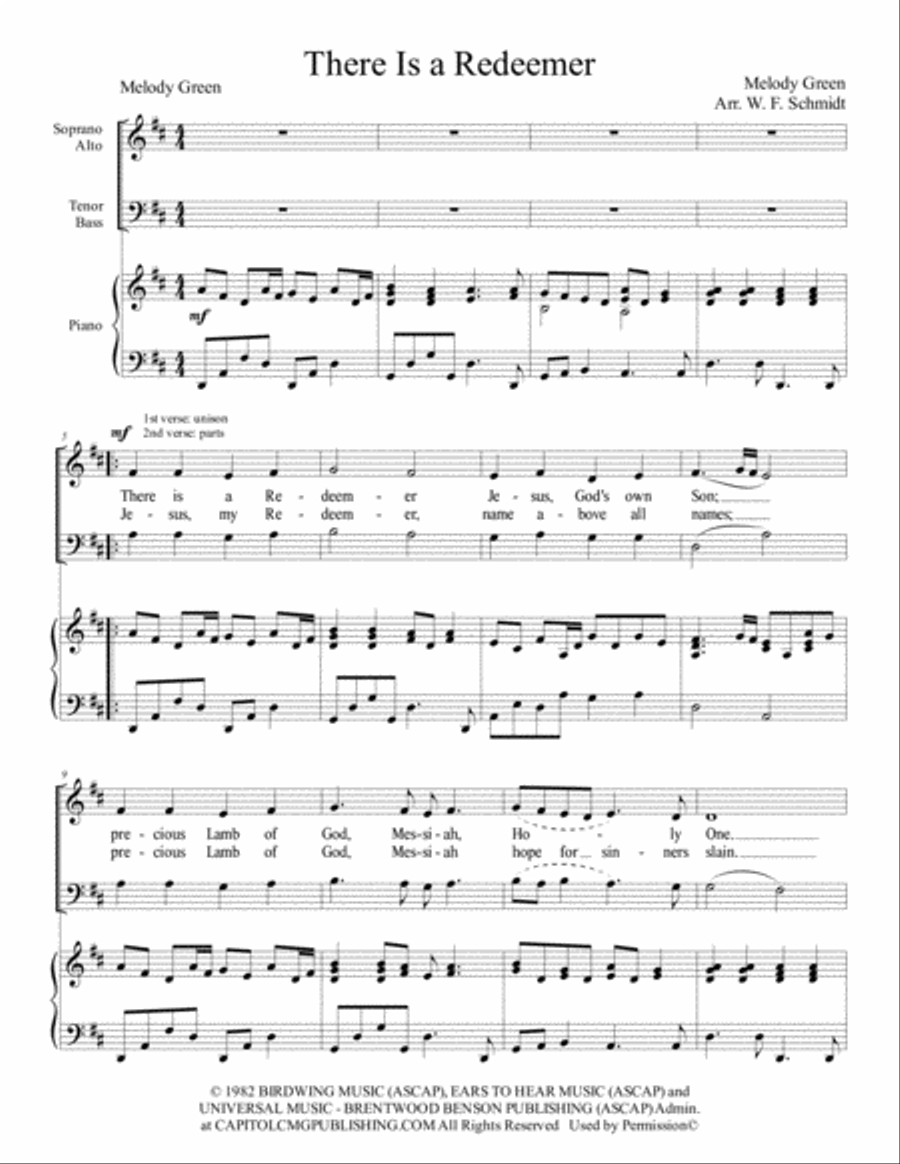 There Is A Redeemer 3-Part scores gallery preview page 1