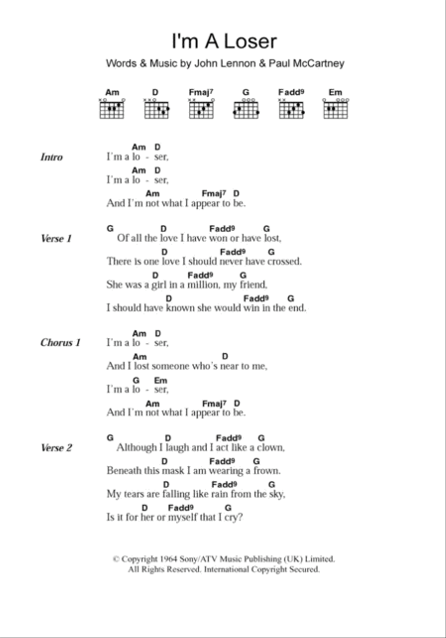 I'm A Loser Acoustic Guitar scores gallery preview page 1