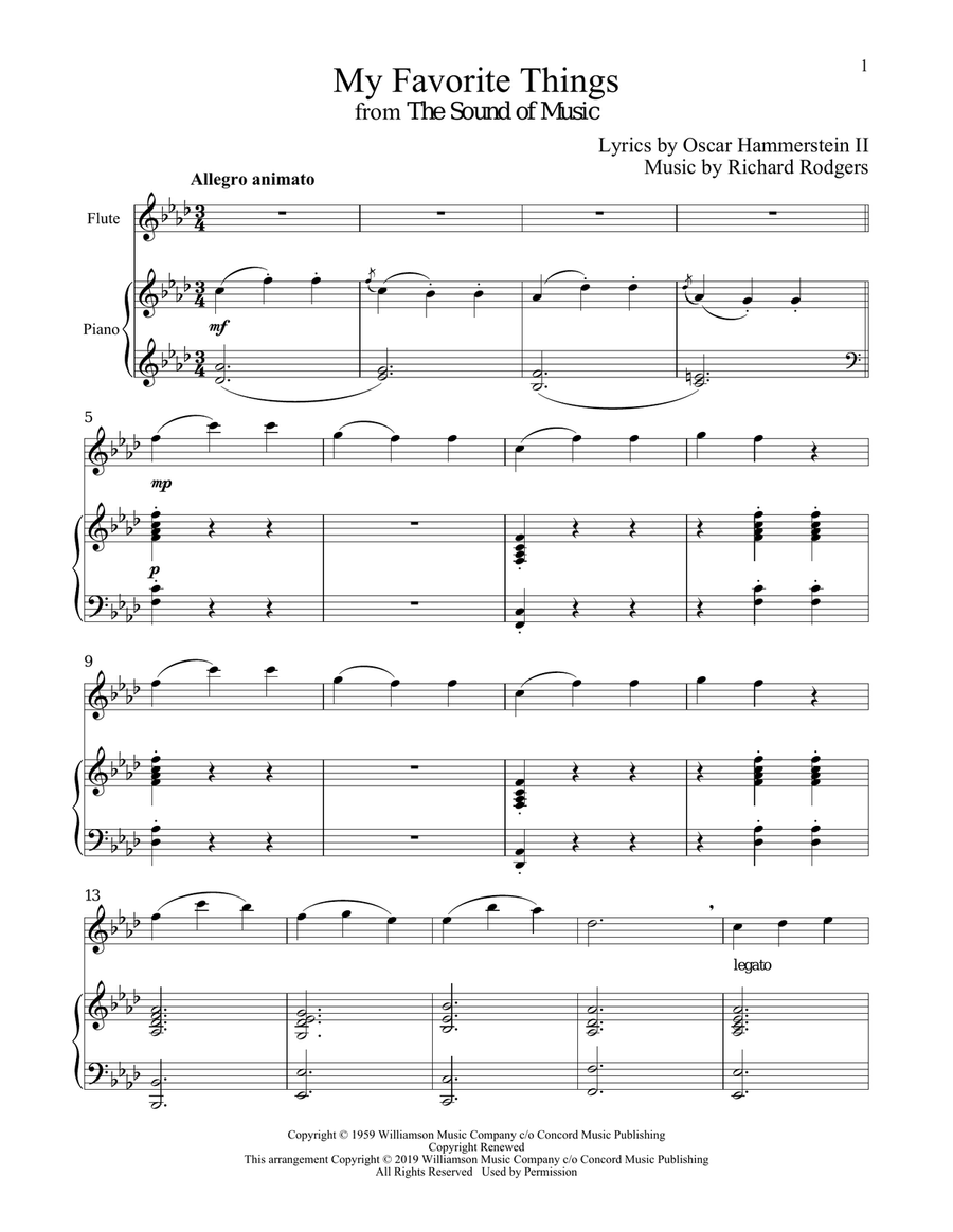 My Favorite Things (from The Sound of Music) Flute Solo scores gallery preview page 1