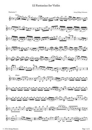 Telemann 12 Fantasias for Solo Violin, No 07