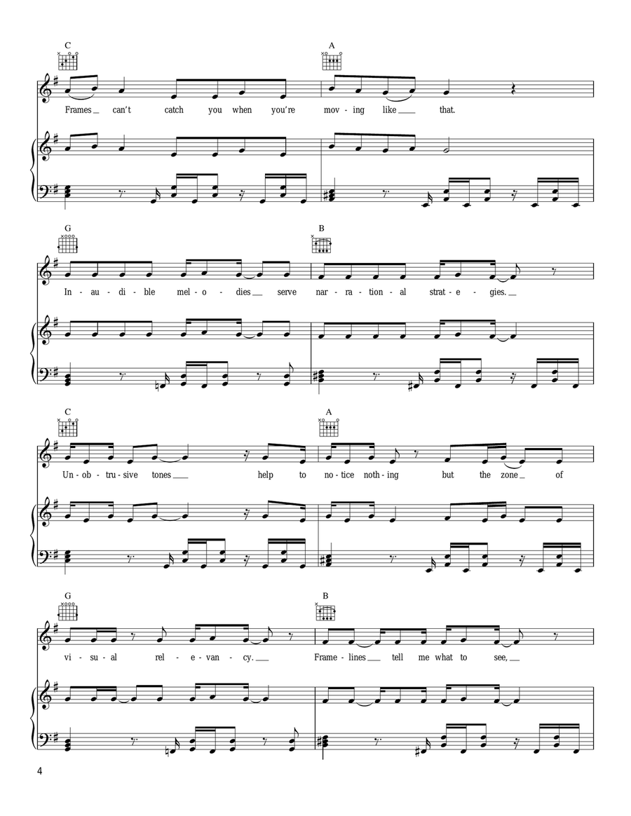 Inaudible Melodies Piano, Vocal, Guitar scores gallery preview page 4