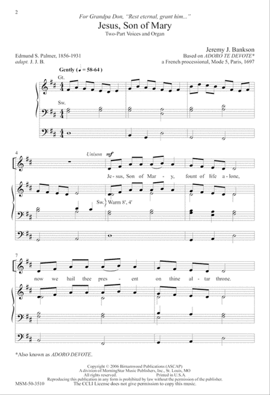 Jesus, Son of Mary 2-Part scores gallery preview page 2