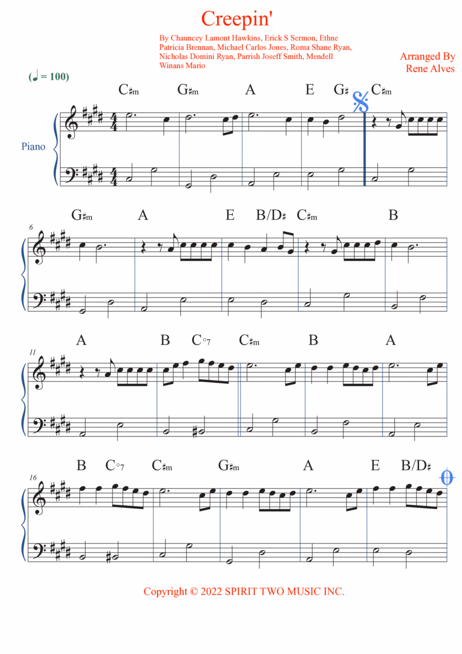 Creepin' Easy Piano scores gallery preview page 1