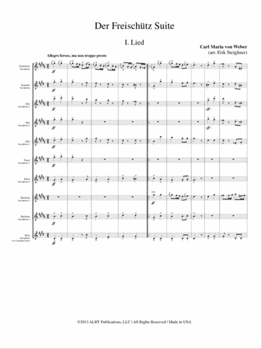 Der Freischutz Suite for Saxophone Choir Saxophone scores gallery preview page 2