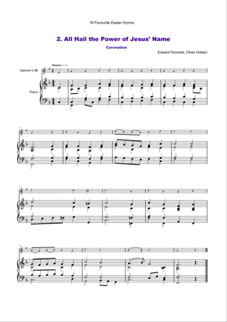 16 Favourite Easter Hymns for Solo Clarinet and Piano Clarinet Solo scores gallery preview page 3
