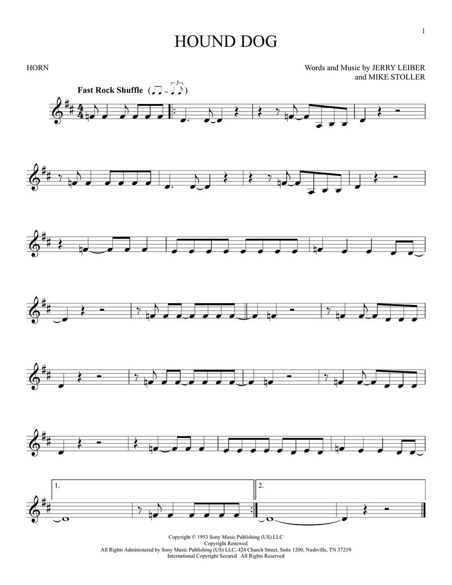 Hound Dog Horn Solo scores gallery preview page 1