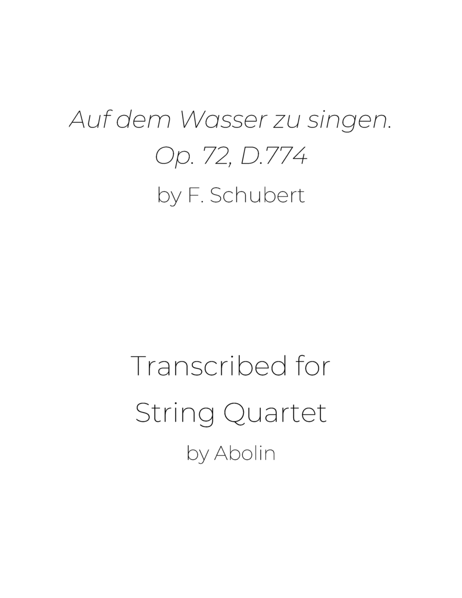 Schubert: Auf dem Wasser zu singen, D.774 - String Quartet image number null
