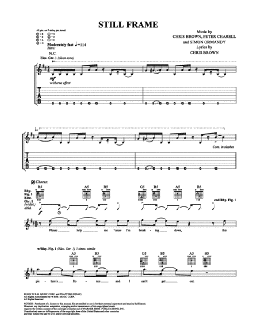 Still Frame Electric Guitar scores gallery preview page 1